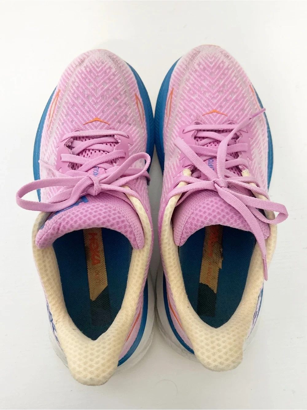 Hoka Clifton 9 Women's Running Shoes Pink and Navy Blue